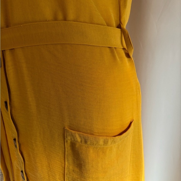 Yellow Cuffed Sleeve Mini Shirt Dress - Picture 10 of 13